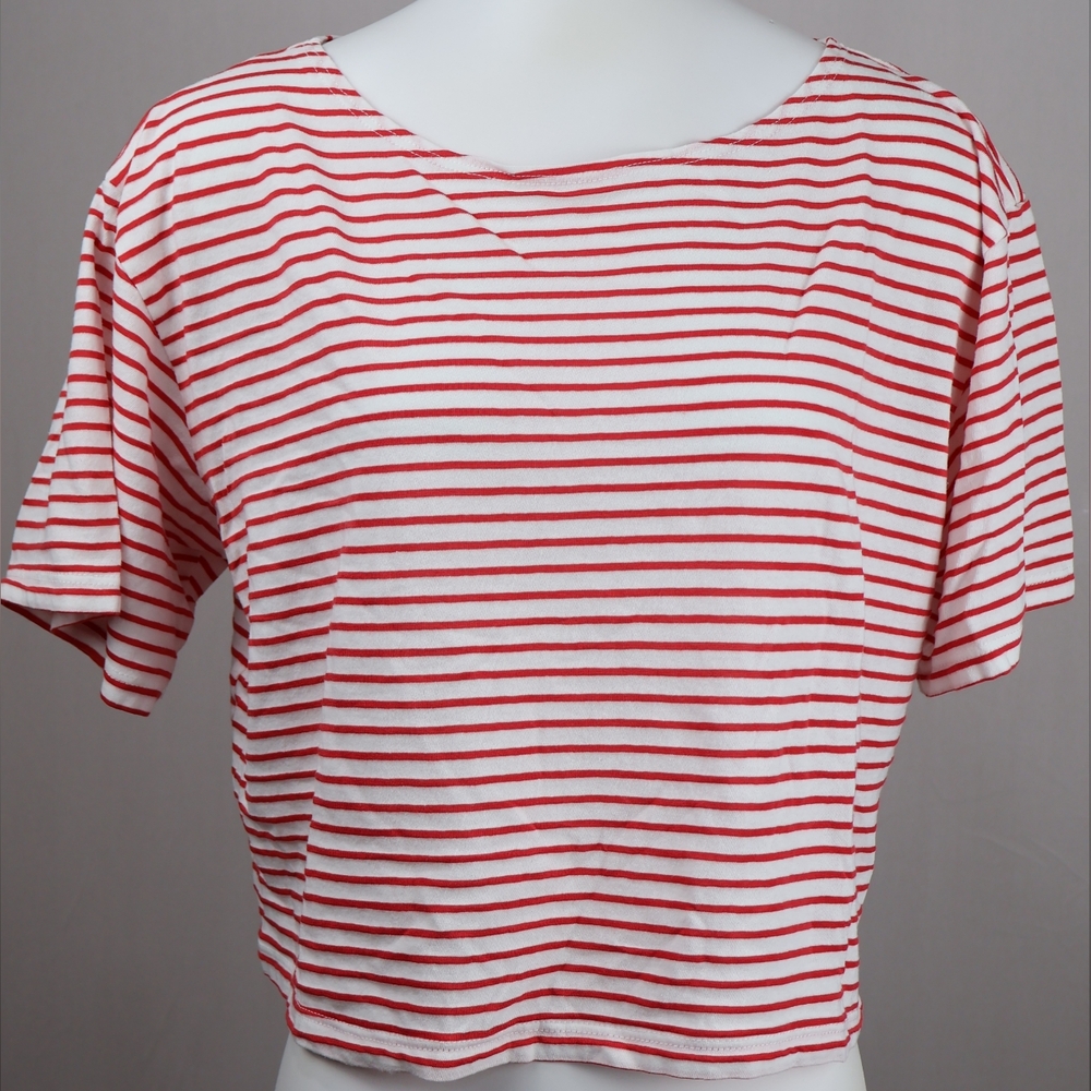 🔖 Project Social T Red and White Striped Tee